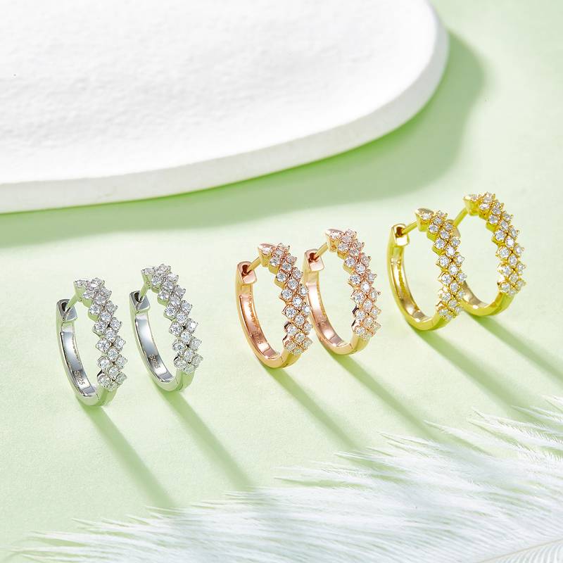三排对半耳环S925银Moissanite厘石D级0.51ct